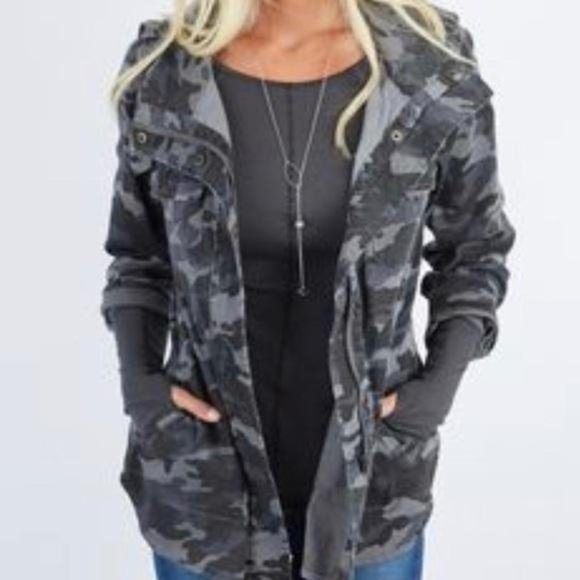 Kersh Jackets & Blazers - Kersh Black and Grey Camo Jacket